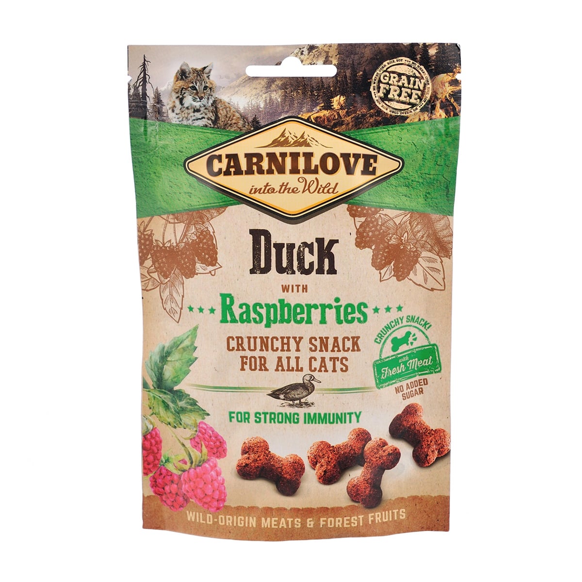 Ласощі для кішок Carnilove Crunchy Snack з качкою та малиною, 50 г