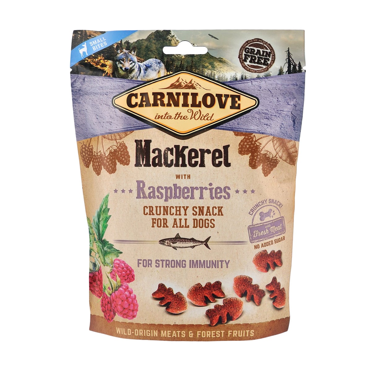 Ласощі для собак Carnilove Crunchy Snack зі скумбрією та малиною, 200 г