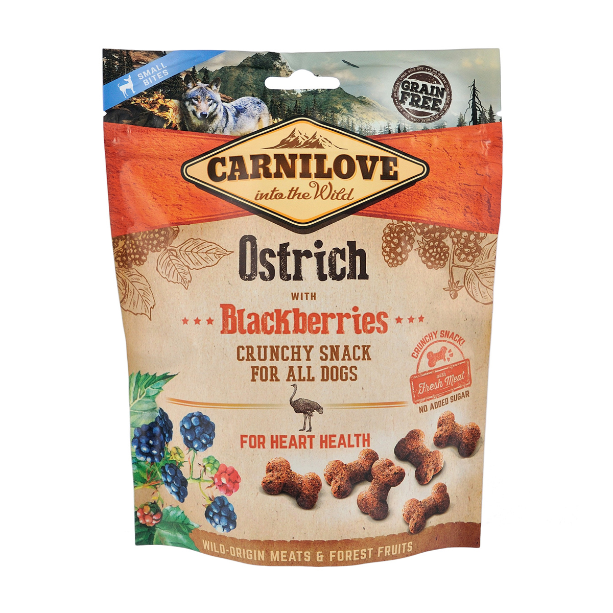 Ласощі для собак Carnilove Crunchy Snack зі страусом та ожиною, 200 г