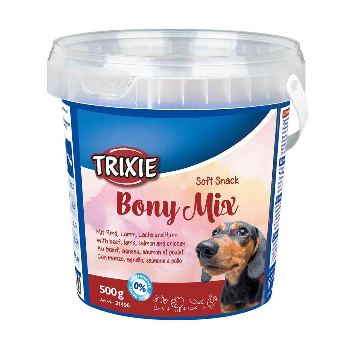 Ласощі для собак Trixie Soft Snack Bony Mix з яловичиною, ягням, лососем та куркою, 500 г
